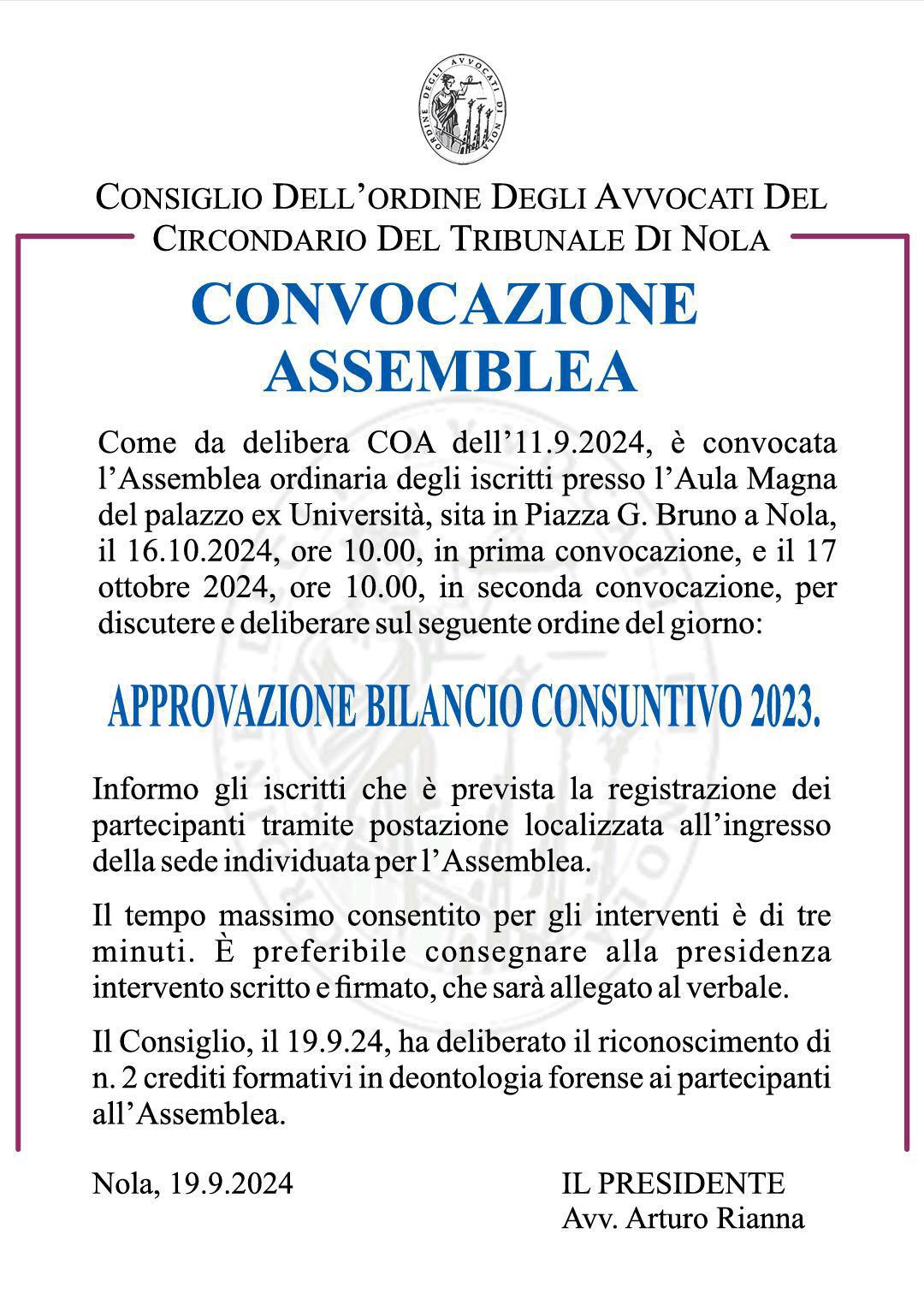 CONVOCAZIONE ASSEMBLEA ORDINARIA CONVOCAZIONE ASSEMBLEA ORDINARIA
