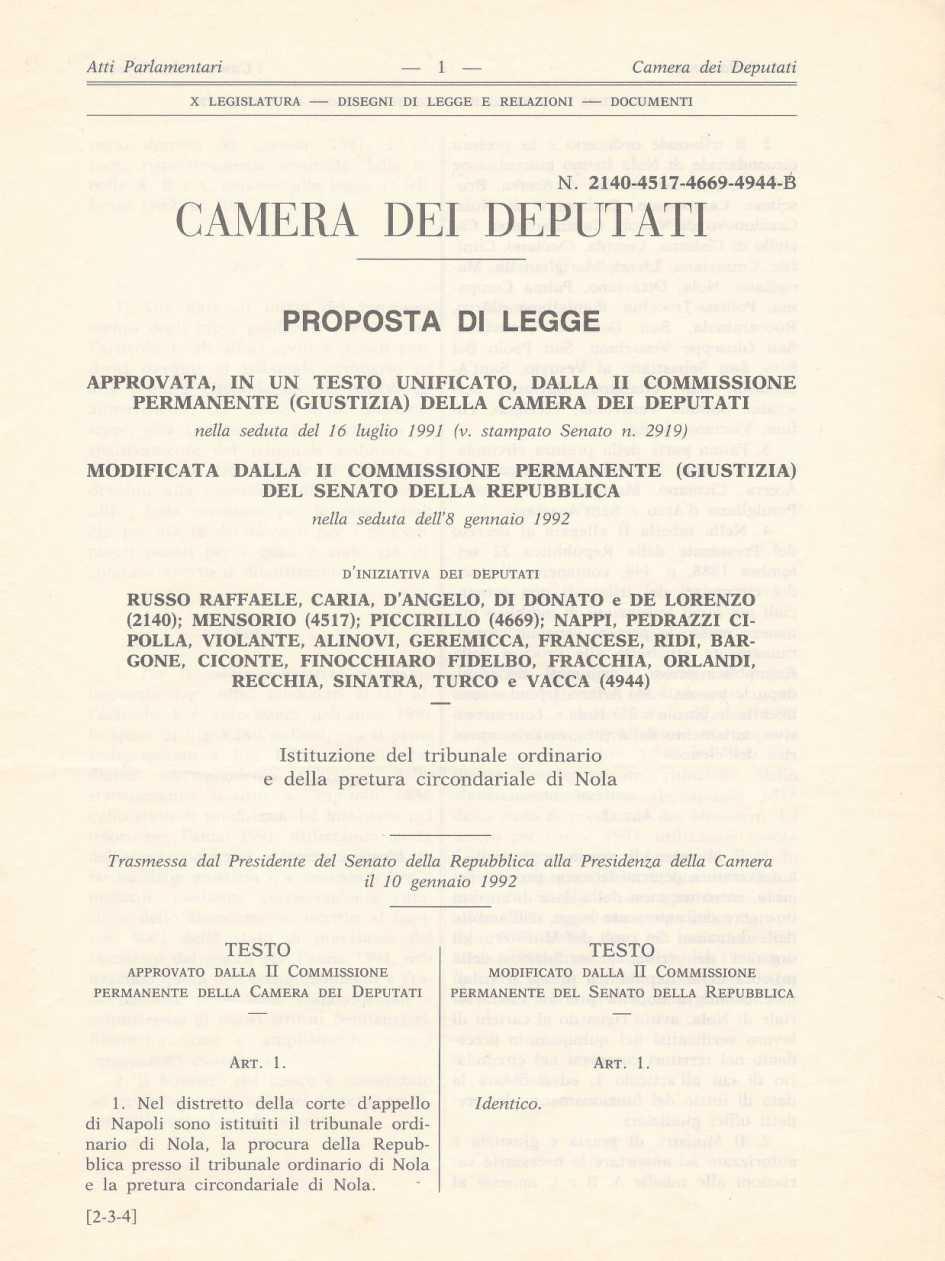 Il Tribunale di Nola compie trent’anni, domani mattina la cerimonia tra ricordi e riflessioni sulla Giurisdizione