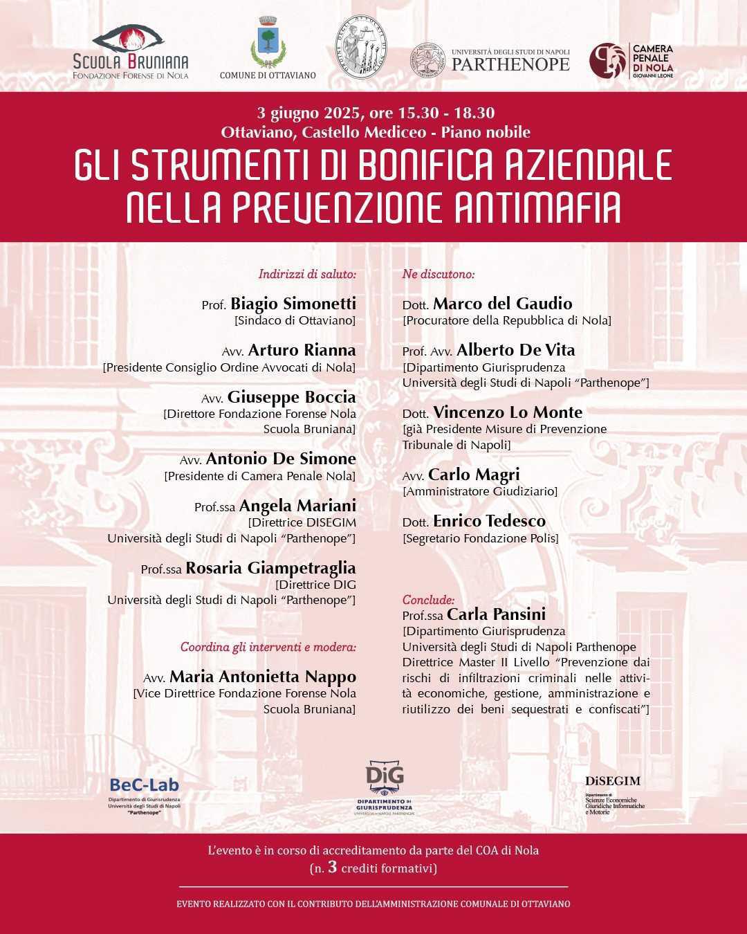 Formazione continua, evento a Ottaviano, martedì 3 giugno 2025, ore 15.30, presso Castello Mediceo