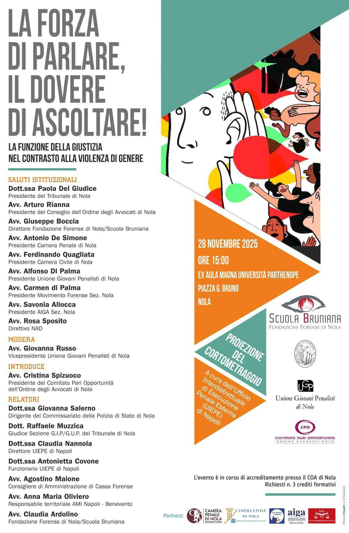 Scuola Bruniana - COA - CPO - Ugp - Camera Penale - Camera Civile - Mf - Aiga - Nad. Formazione continua, evento per Avvocati e Praticanti, 28.11.2025, ore 15, presso Aula Magna Università Parthenope