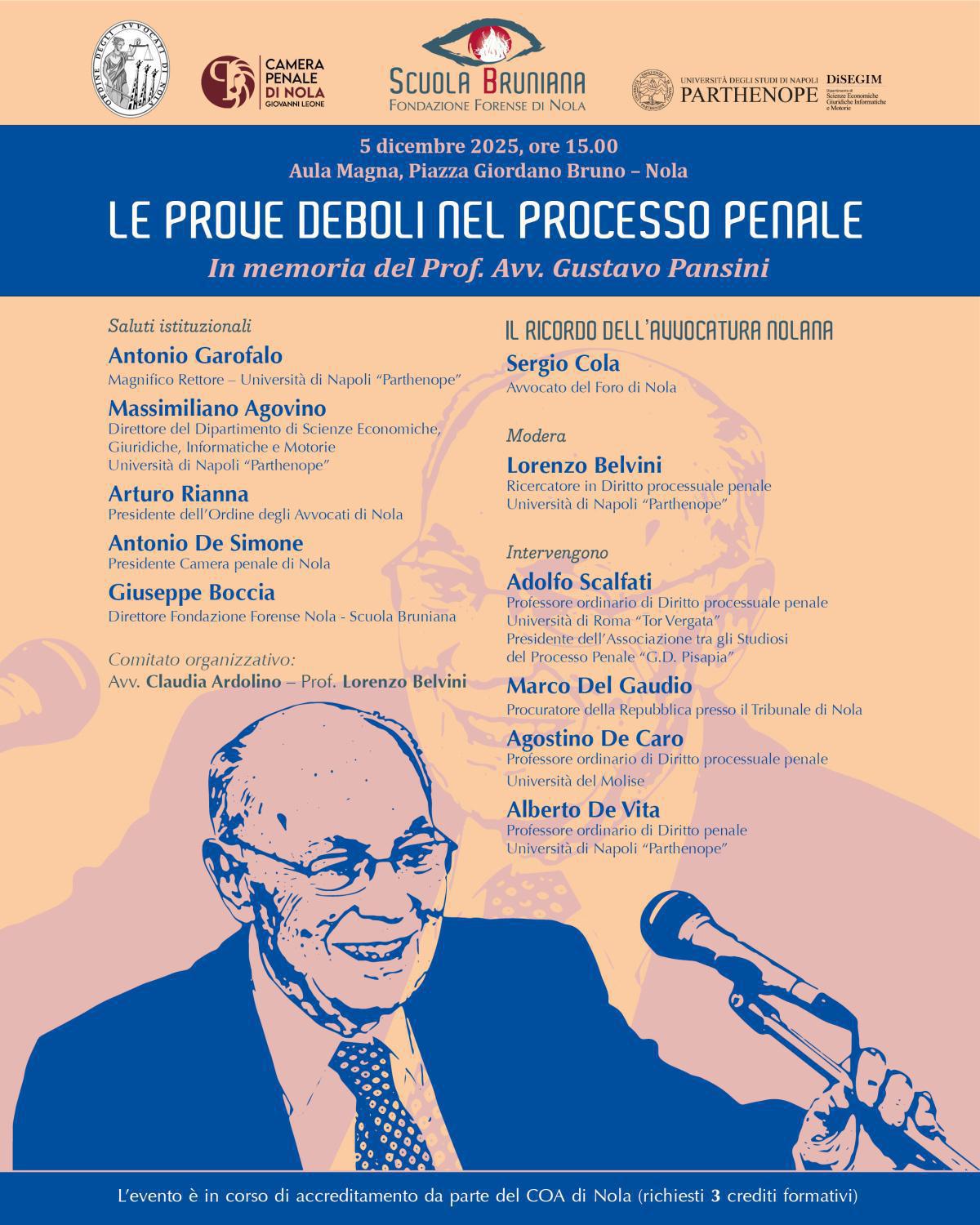 Scuola Bruniana - COA - Camera Penale - Uni_Parthenope - DiSEGIM. Formazione continua, evento per Avvocati e Praticanti, 28.11.2025, ore 15, presso Aula Magna Università Parthenope