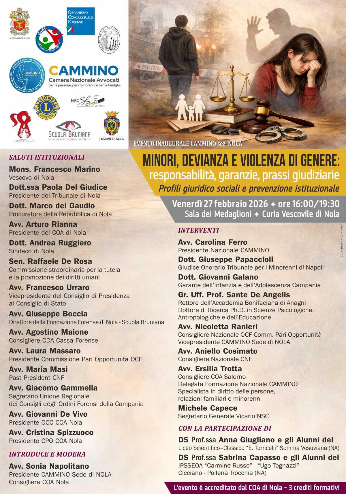 Formazione continua, evento a Nola, venerdì 27 febbraio 2026, ore 16, presso Sala dei Medaglioni - Curia Arcivescovile