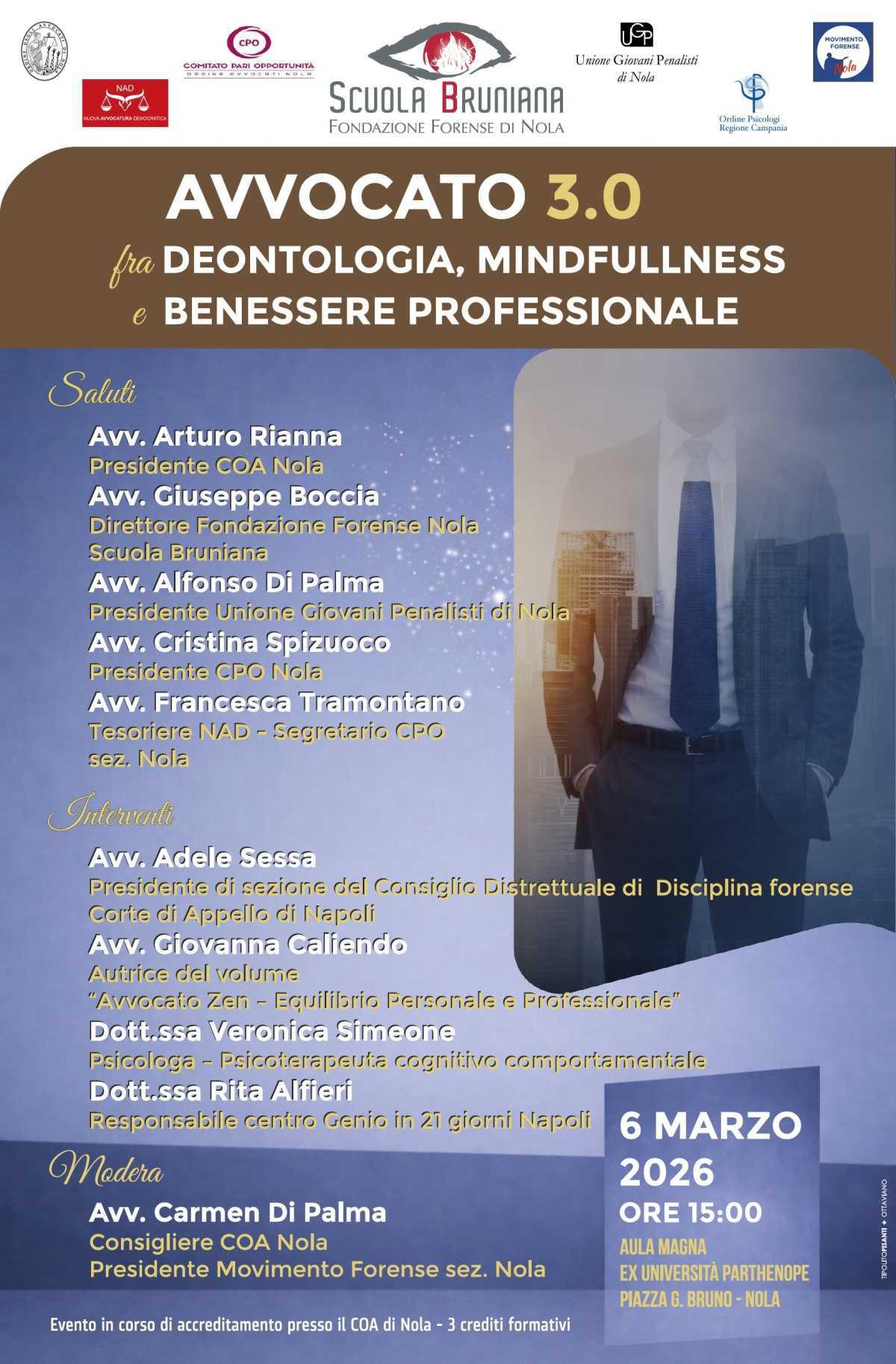 Formazione continua, evento a Nola, venerdì 6 marzo 2026, ore 15, presso l'Aula Magna, dell'ex Università Parthenope Formazione continua, evento a Nola, venerdì 6 marzo 2026, ore 15, presso l'Aula Magna, dell'ex Università Parthenope