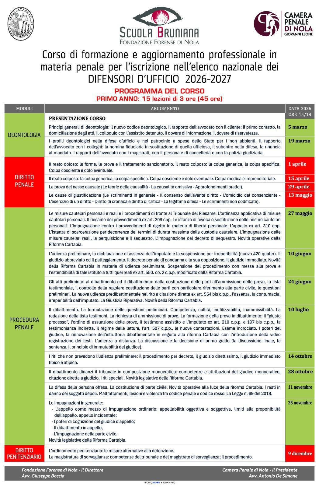 Scuola Bruniana, aperte le iscrizioni al corso 2026/2027 per Difensori d'ufficio Scuola Bruniana, aperte le iscrizioni al corso 2026/2027 per Difensori d'ufficio