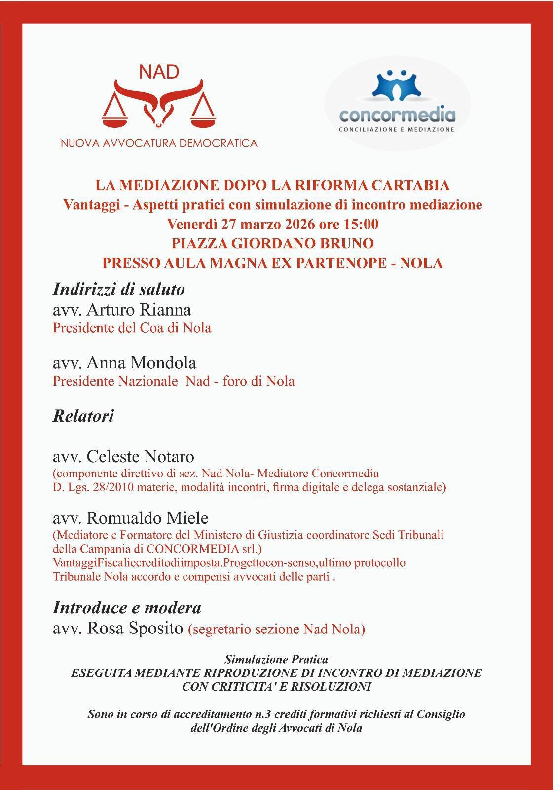 Formazione continua, evento a Nola, venerdì 27 marzo 2026, ore 15, presso l'Aula Magna, dell'ex Università Parthenope Formazione continua, evento a Nola, venerdì 27 marzo 2026, ore 15, presso l'Aula Magna, dell'ex Università Parthenope