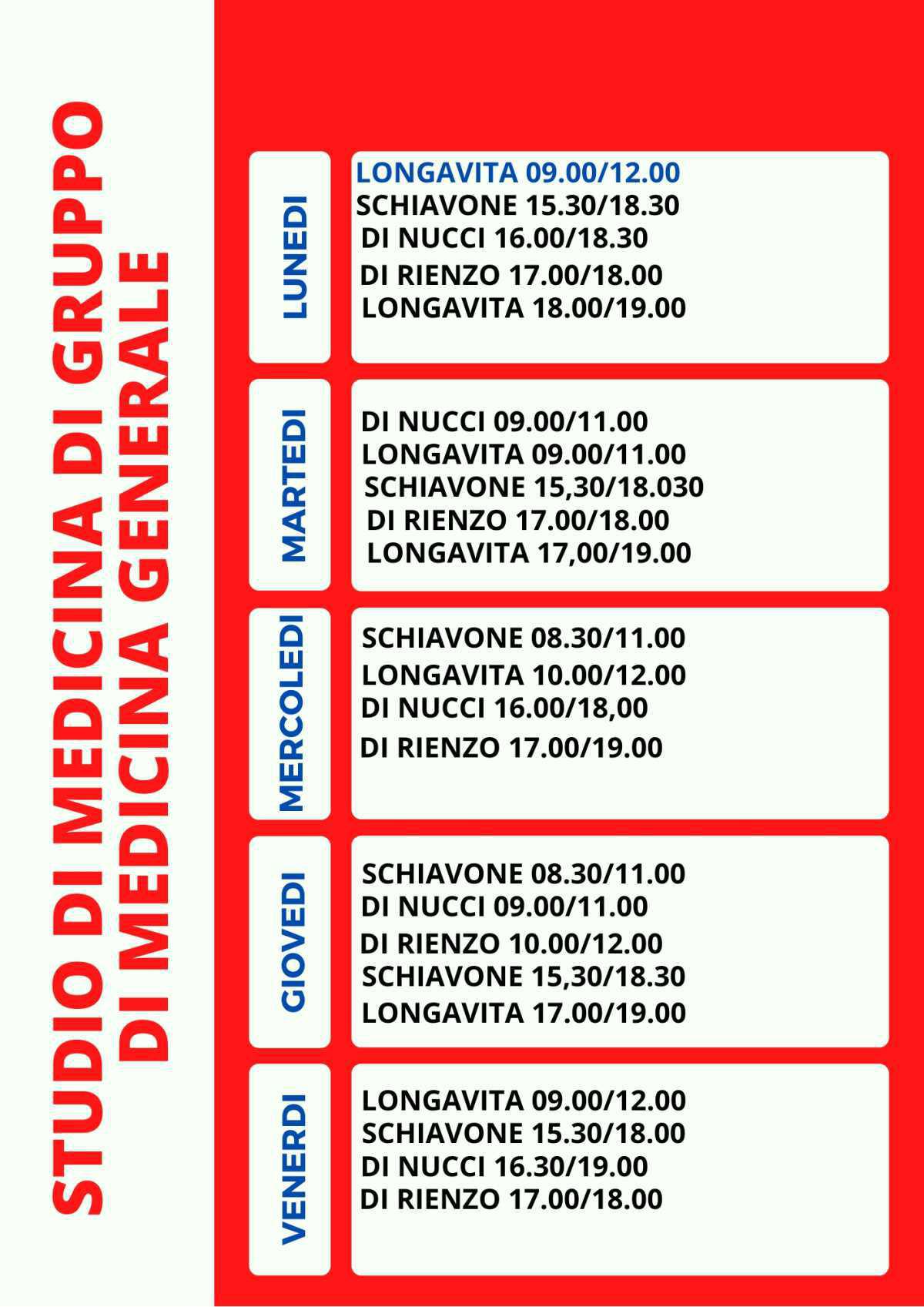 Studio di Medicina di Gruppo Orario Visite
