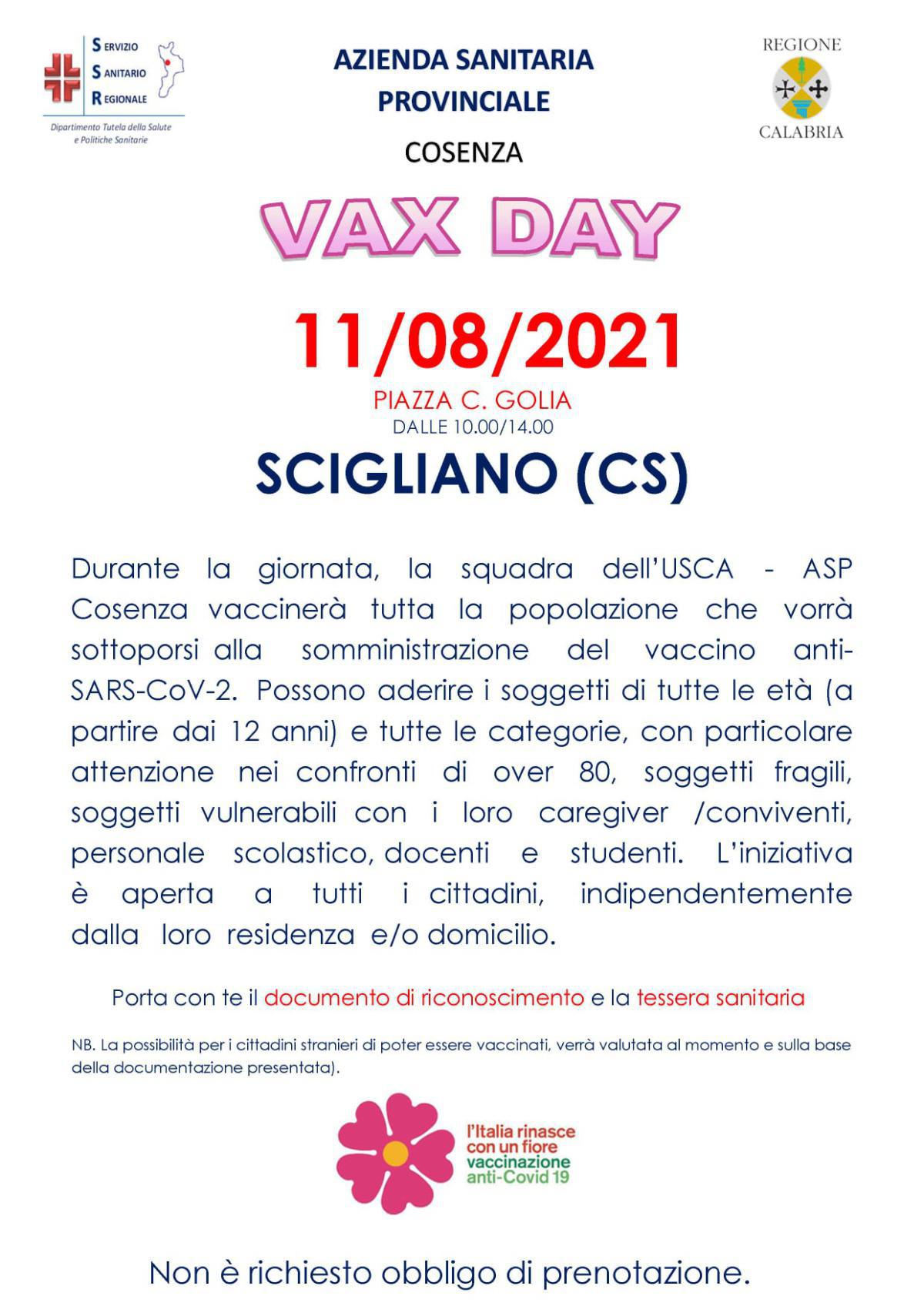 VAX DAY - 11 AGOSTO 2021 - SCIGLIANO