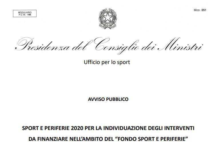 FINANZIATO CAMPO SPORTIVO PER 506.738,44 € FINANZIATO CAMPO SPORTIVO PER 506.738,44 €