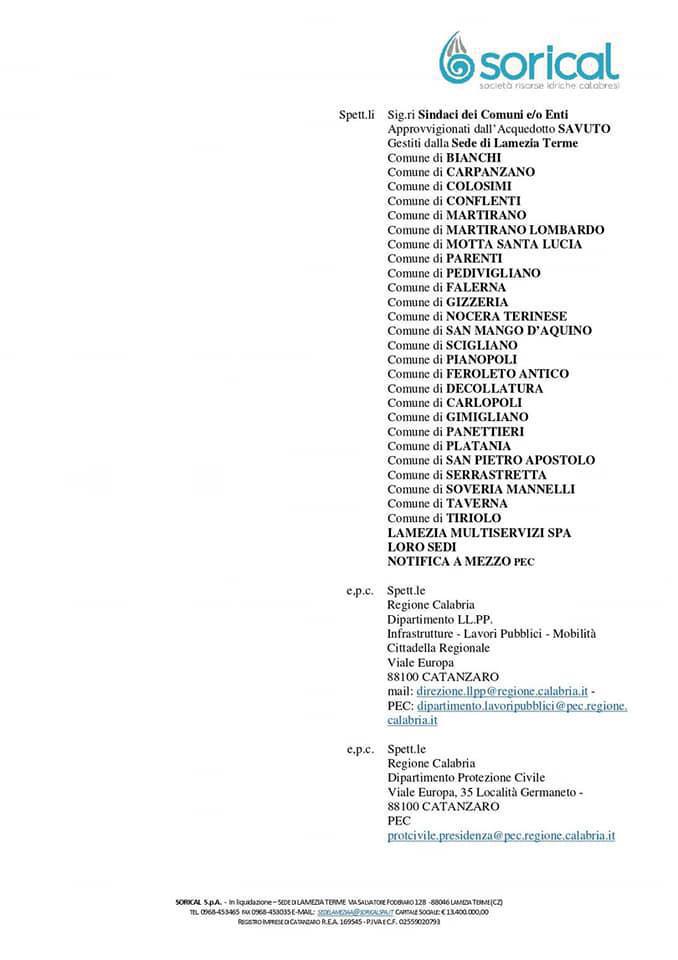 COMUNICATO SORICAL COMUNICATO SORICAL