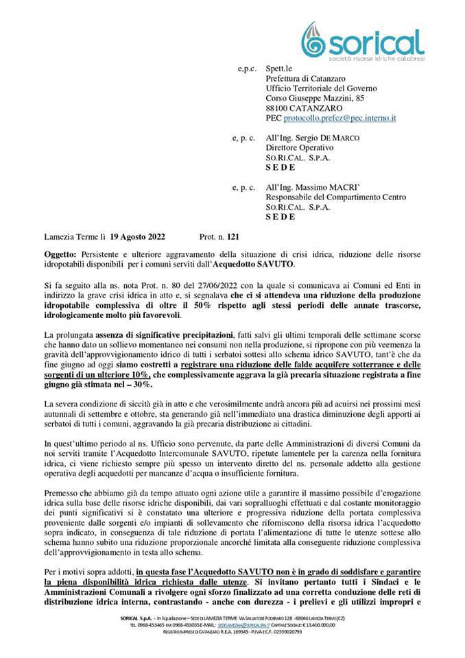 COMUNICATO SORICAL COMUNICATO SORICAL