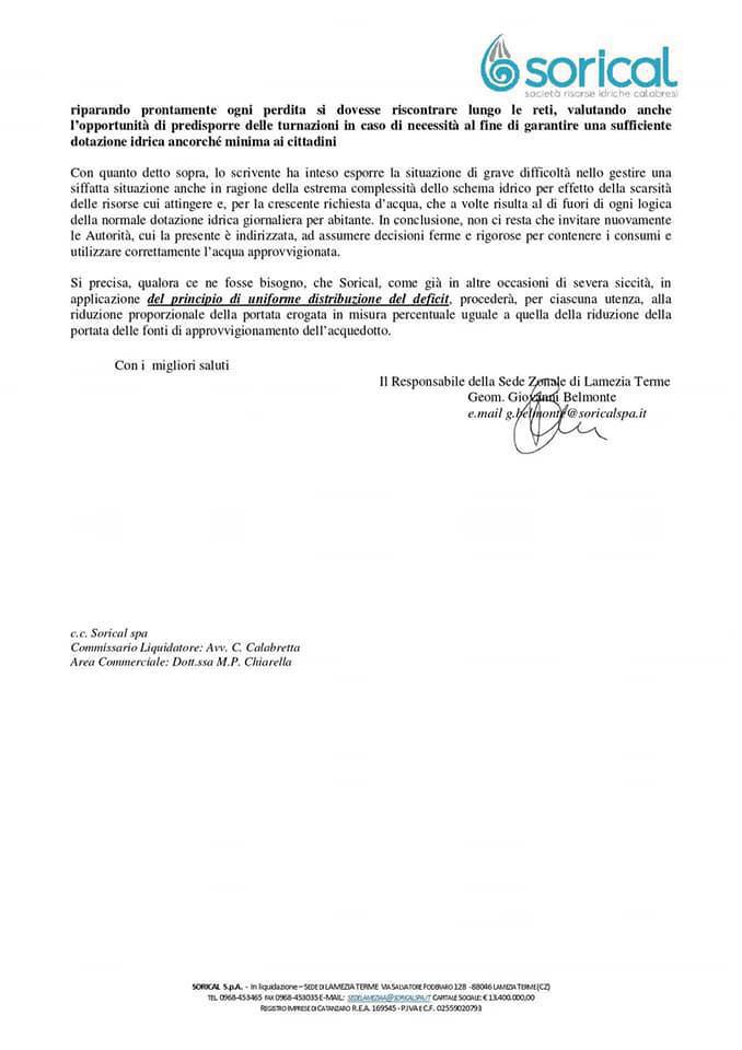 COMUNICATO SORICAL COMUNICATO SORICAL