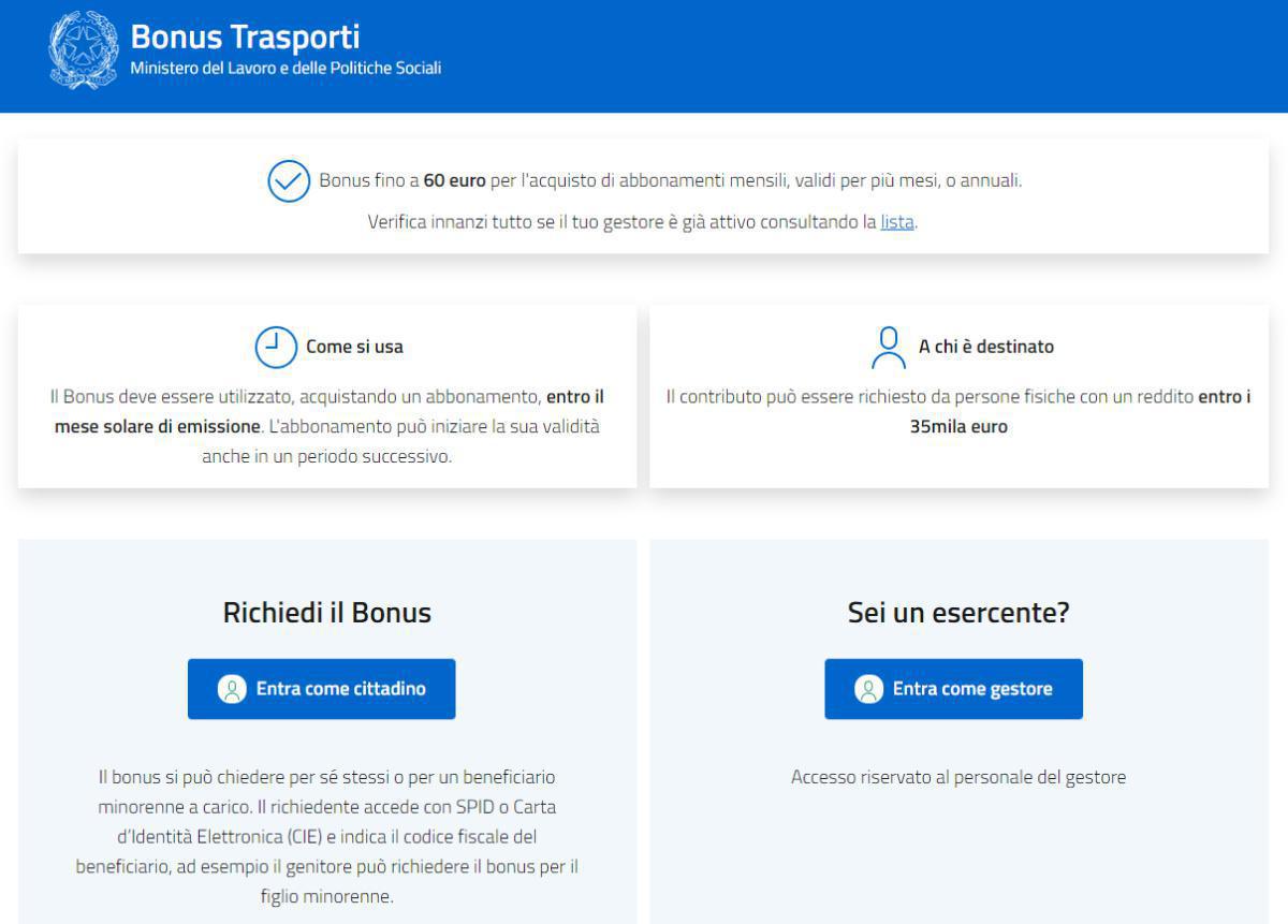 AVVISO BONUS TRASPORTI. AVVISO BONUS TRASPORTI.