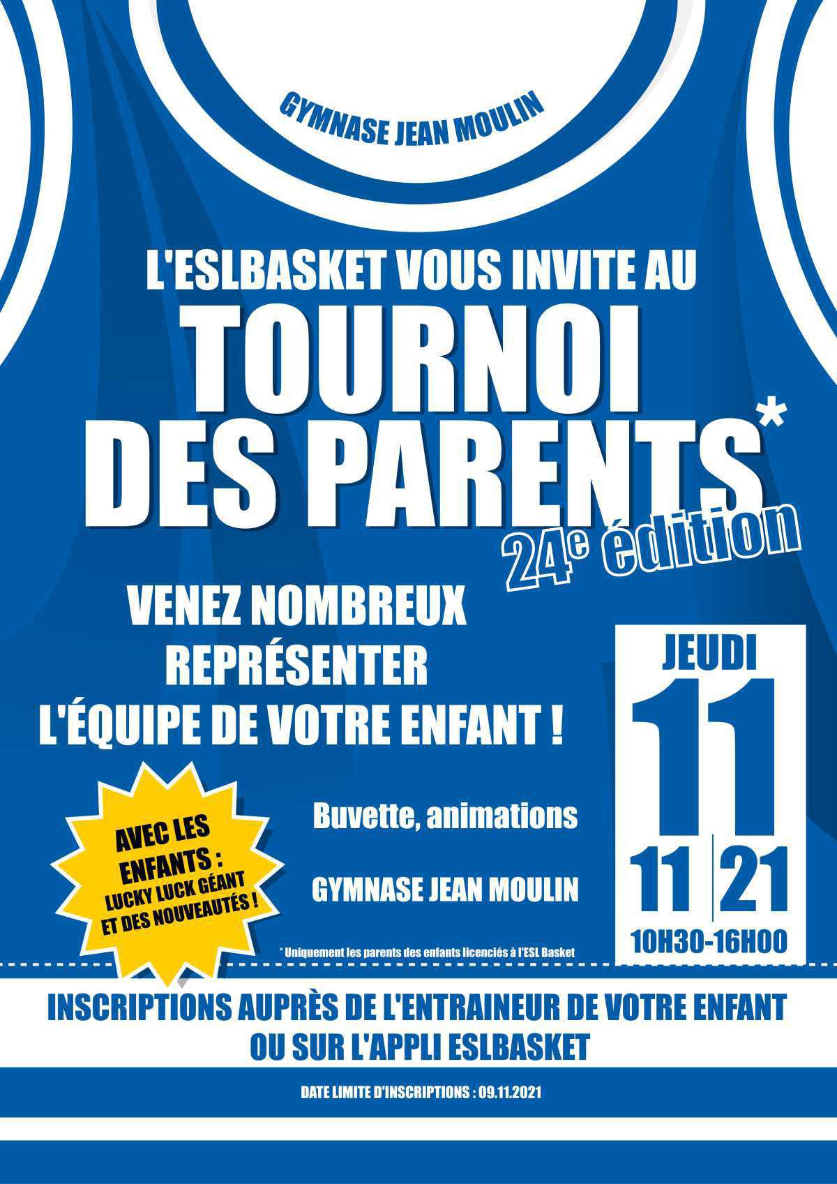 Inscrits toi au tournoi des parents du 11 novembre !! Inscrits toi au tournoi des parents du 11 novembre !!
