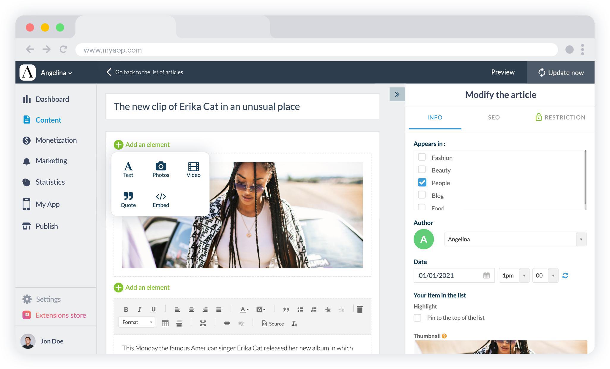 el CMS de GoodBarber: Administrador de medios el CMS de GoodBarber: Administrador de medios