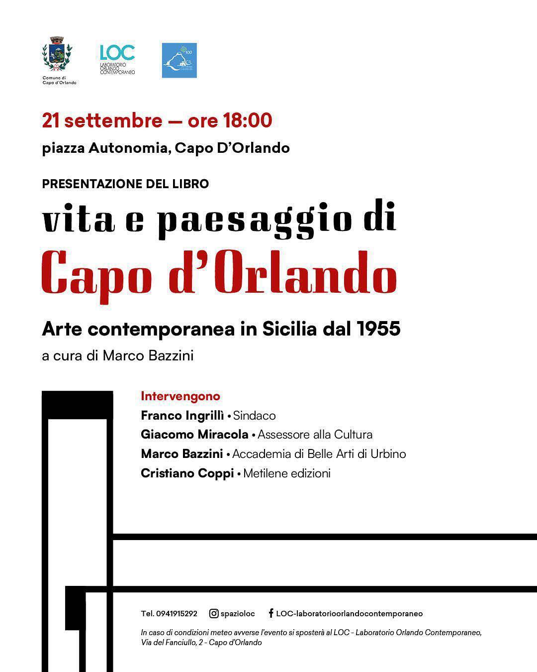  Presentazione del libro "Vita e Paesaggio di Capo D'Orlando" (Inizio ore 18:00)