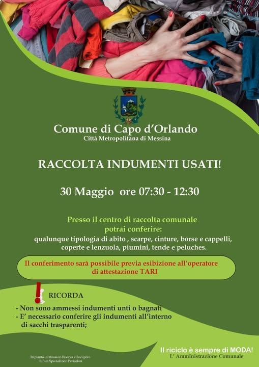 Raccolta Indumenti Usati (dalle ore 7:30 alle ore 12:30) Raccolta Indumenti Usati (dalle ore 7:30 alle ore 12:30)