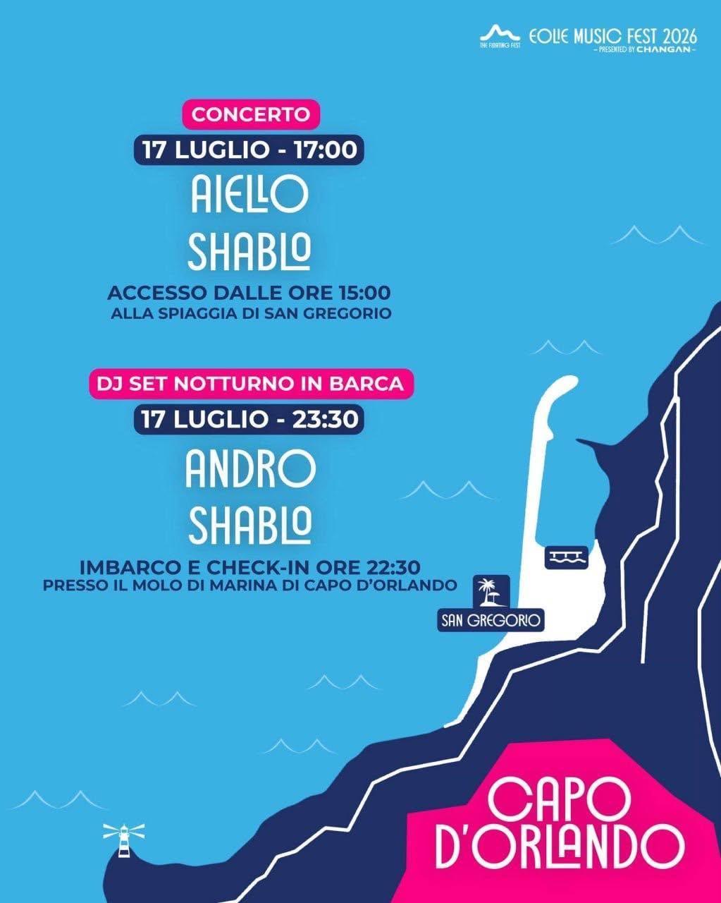 Eolie Music Fest 2026 – Aiello – Shablo (Inizio ore 17.00)