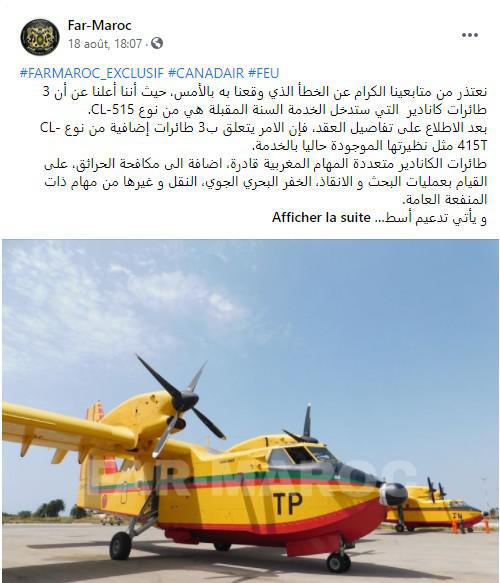 Maroc : Trois Canadair CL-415 de plus prévus en 2022