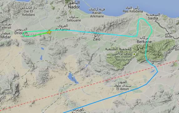 Ph. FlightRadar24.com (Repasser le vol AT454 en cliquant ici)