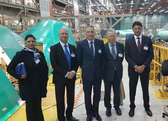 Hafid Alami (Ministre de l'Industrie, du Commerce, de l'Investissement et de l'Economie numérique) et Benbrahim Elandaloussi (GIMAS) chez Boeing