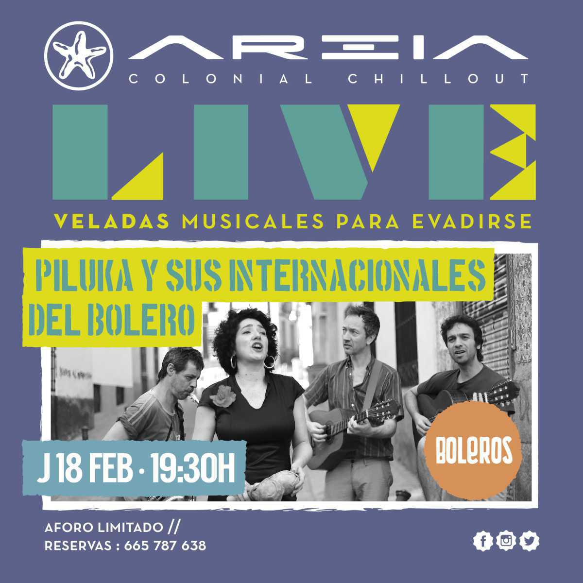 Areia Live presenta PILUKA Y SUS INTERNACIONALES DEL BOLERO – boleros