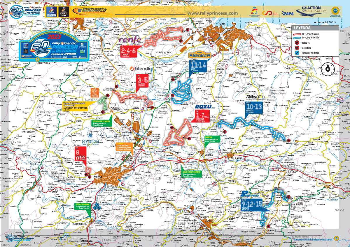 Todos los datos del recorrido del 60 Rally Blendio Princesa de Asturias Ciudad de Oviedo