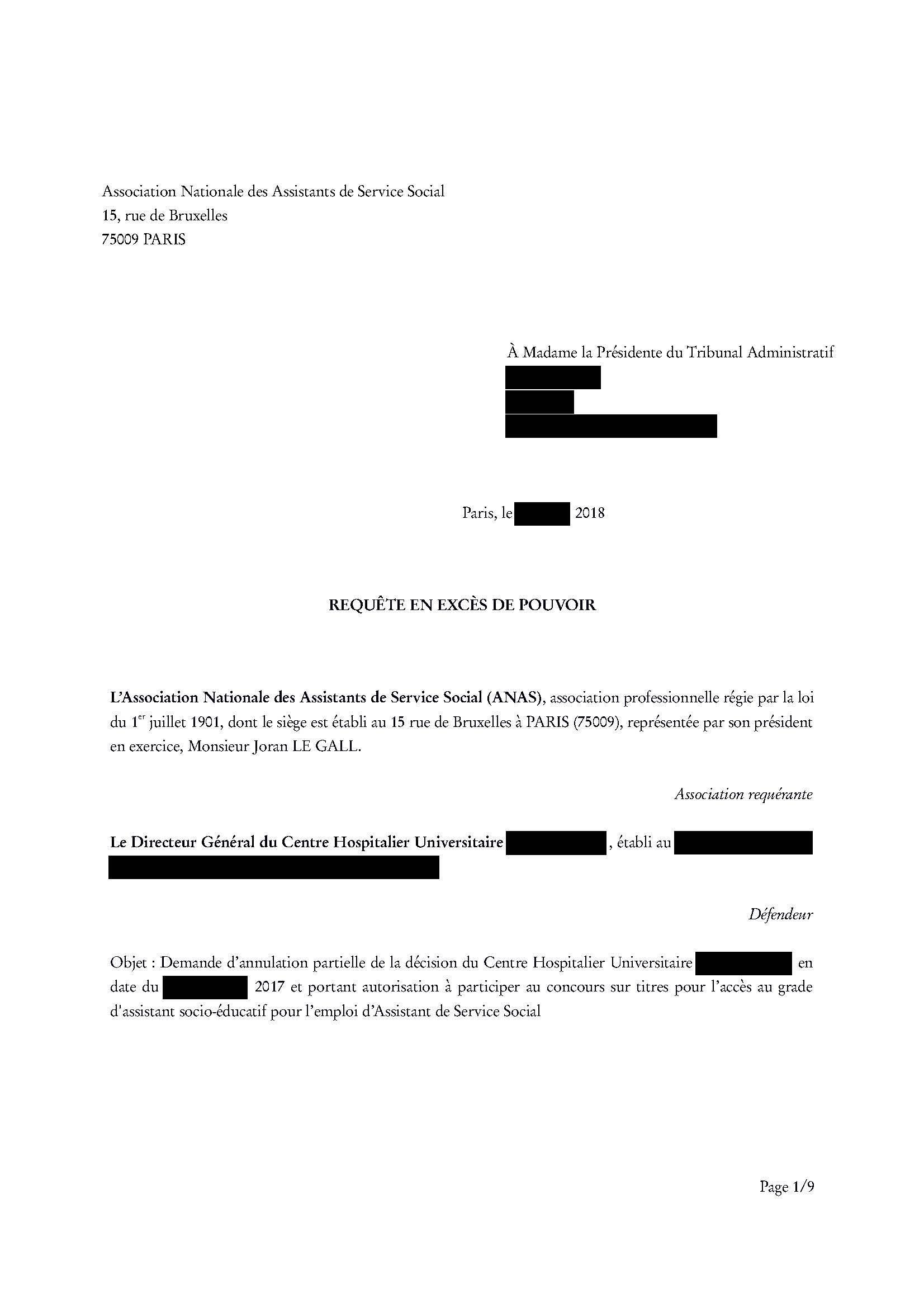 Recours Contre La Decision D Un Etablissement Hospitalier Autorisant A Participer Au Concours Sur Titre D Acces Au Grade D Assistant Socio Educatif Pour L Emploi D Assistant De Service Social