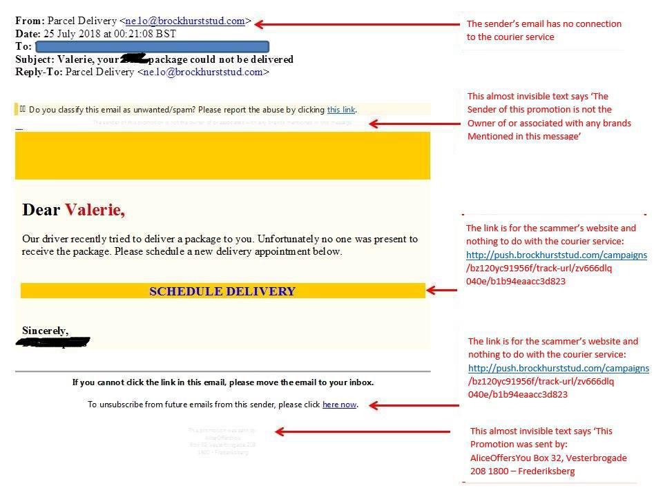 Scam Email - Courier Service 