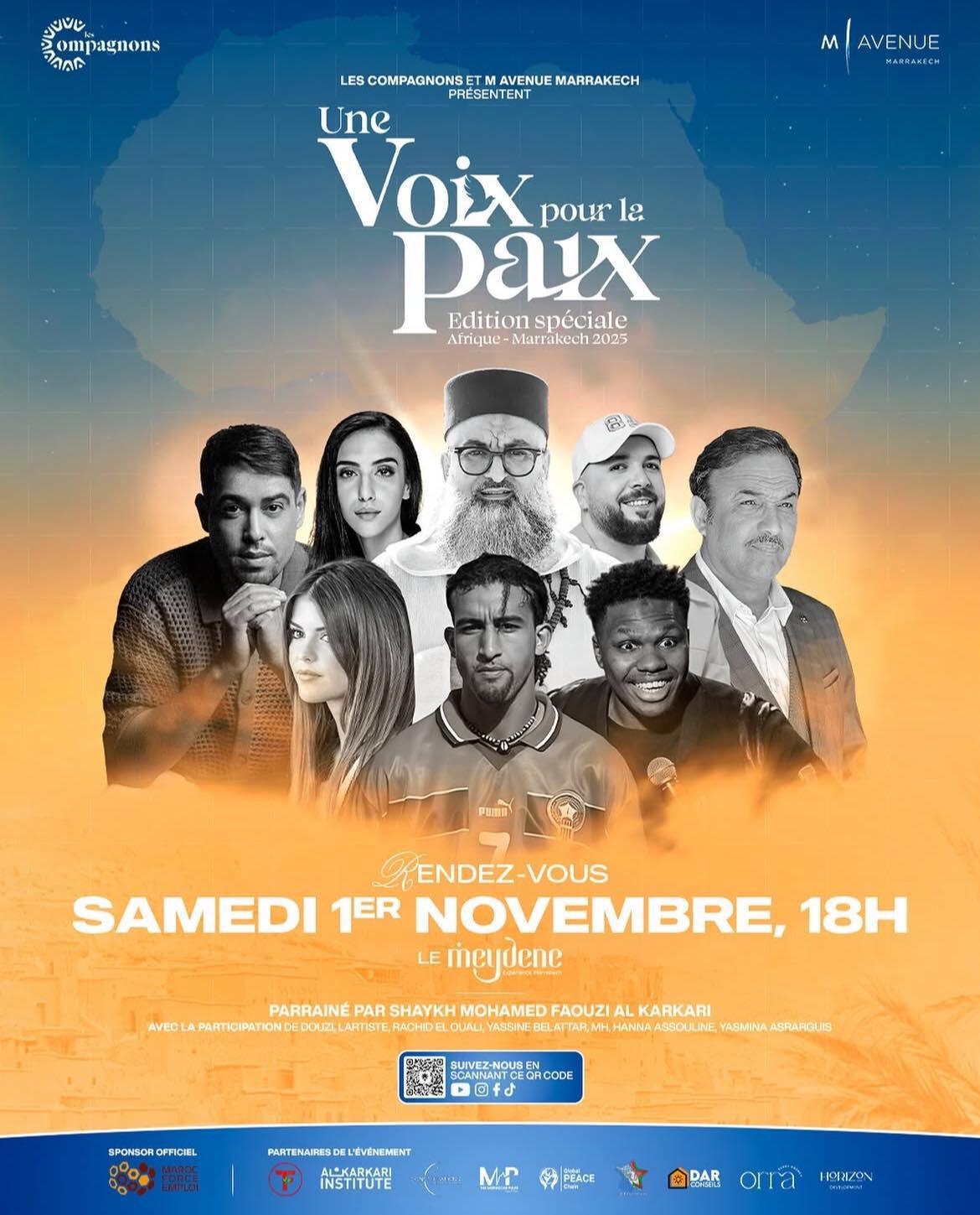 المغرب يحتضن النسخة القارية لمبادرة "صوت من أجل السلام" يوم 1 نوفمبر في مراكش