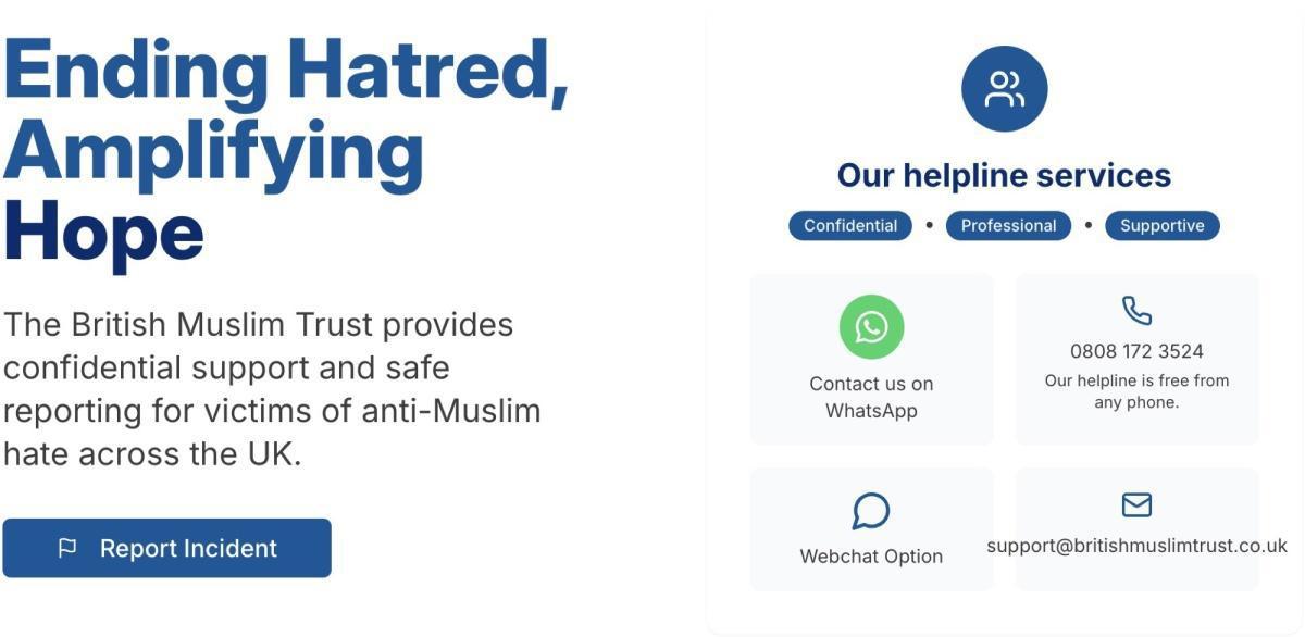 المملكة المتحدة. خطّ مساعدة لضحايا الكراهية المعادية للمسلمين