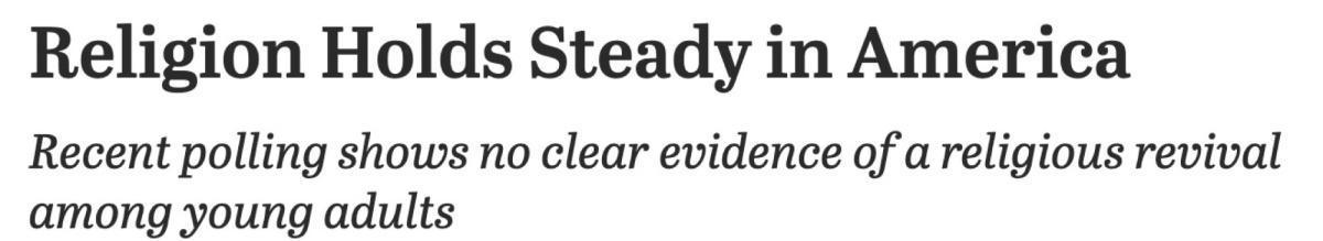 مركز "بيو" يشكك في التقارير حول تجدد النزعة الدينية بين الشباب الأمريكي