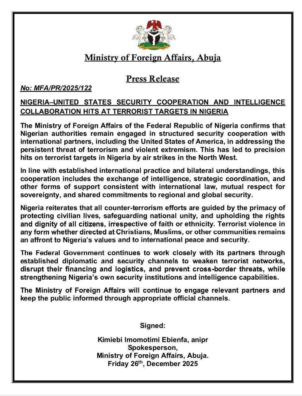 «ضربات جوية أمريكية‑نيجيرية في شمال‑غرب نيجيريا: بين مكافحة الإرهاب وحساسية الخطاب الطائفي» «ضربات جوية أمريكية‑نيجيرية في شمال‑غرب نيجيريا: بين مكافحة الإرهاب وحساسية الخطاب الطائفي»