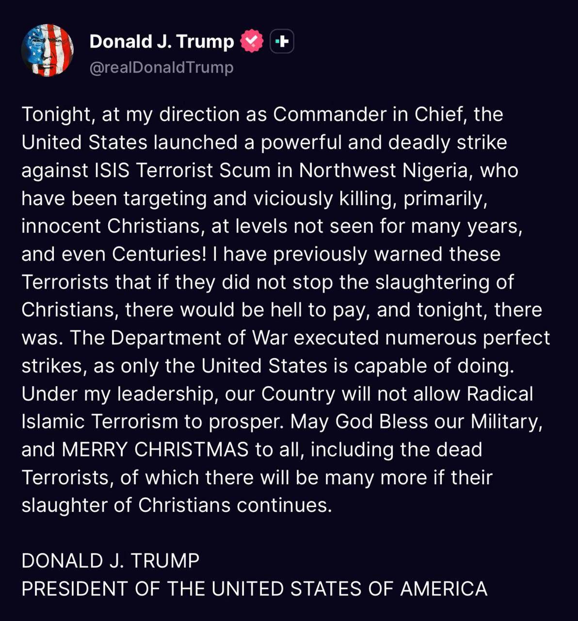 «ضربات جوية أمريكية‑نيجيرية في شمال‑غرب نيجيريا: بين مكافحة الإرهاب وحساسية الخطاب الطائفي» «ضربات جوية أمريكية‑نيجيرية في شمال‑غرب نيجيريا: بين مكافحة الإرهاب وحساسية الخطاب الطائفي»