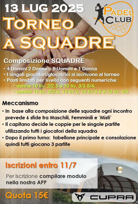 Iscrizioni SQUADRE 13 LUGLIO