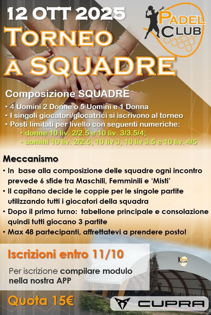 Iscrizioni SQUADRE 12 OTTOBRE