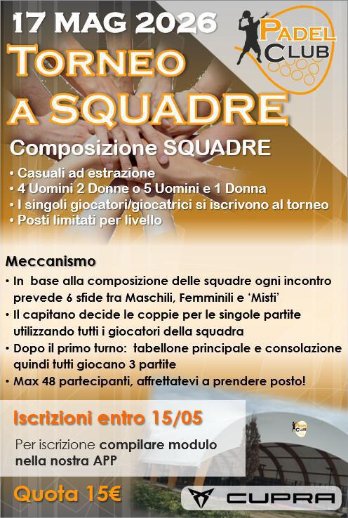 Iscrizioni SQUADRE 17 MAGGIO