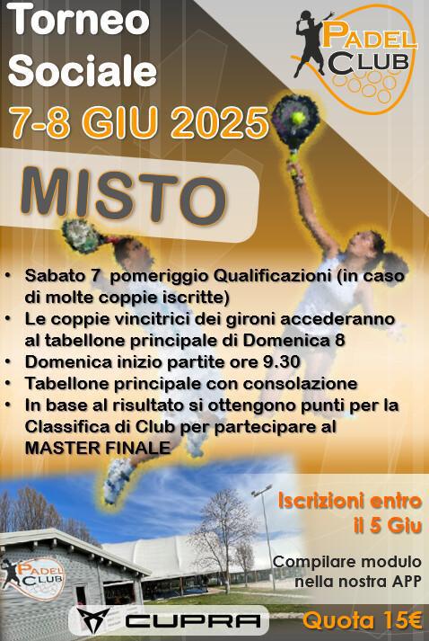 Iscrizione Torneo Sociale 7-8 GIU MISTO