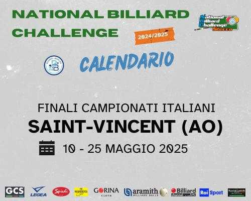 FINALI CAMPIONATI ITALIANI DISCIPLINA STECCA: DAL 10 AL 25 MAGGIO 2025