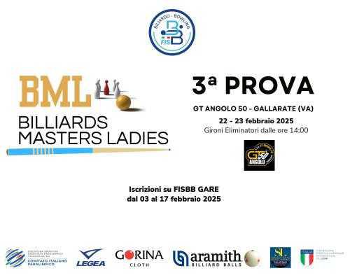 3^ PROVA BILLIARDS MASTERS LADIES: APERTURA ISCRIZIONI