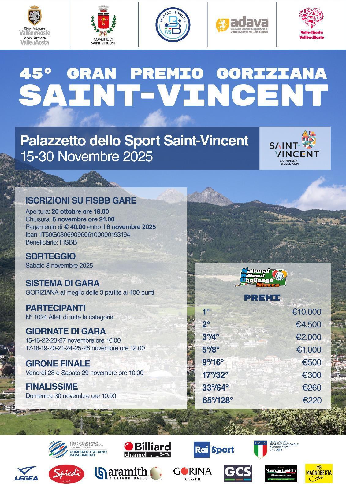 45° GRAN PREMIO GORIZIANA DI SAINT-VINCENT: ISCRIZIONI DAL 20 OTTOBRE 45° GRAN PREMIO GORIZIANA DI SAINT-VINCENT: ISCRIZIONI DAL 20 OTTOBRE