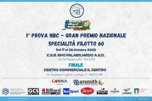PARTE DA RHO LA NUOVA STAGIONE DELLA STECCA. AL VIA IL 17 OTTOBRE LA PRIMA TAPPA DEL NATIONAL BILLIARD CHALLENGE – GRAN PREMIO NAZIONALE "FILOTTO 60" PARTE DA RHO LA NUOVA STAGIONE DELLA STECCA. AL VIA IL 17 OTTOBRE LA PRIMA TAPPA DEL NATIONAL BILLIARD CHALLENGE – GRAN PREMIO NAZIONALE "FILOTTO 60"