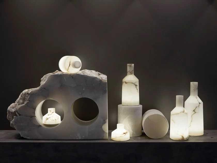 CONJUNTO luminaria de mesa Carpyen Trio Alabast Designer Jordi Veciana CONJUNTO luminaria de mesa Carpyen Trio Alabast Designer Jordi Veciana