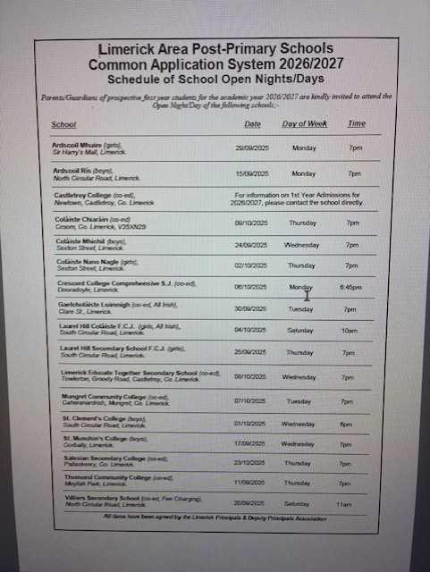 Information Evenings for Secondary Schools 