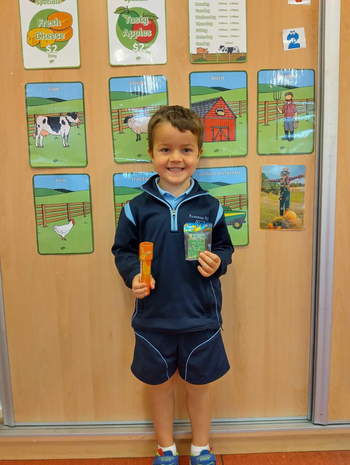 Very first student of the month in Junior Infants!