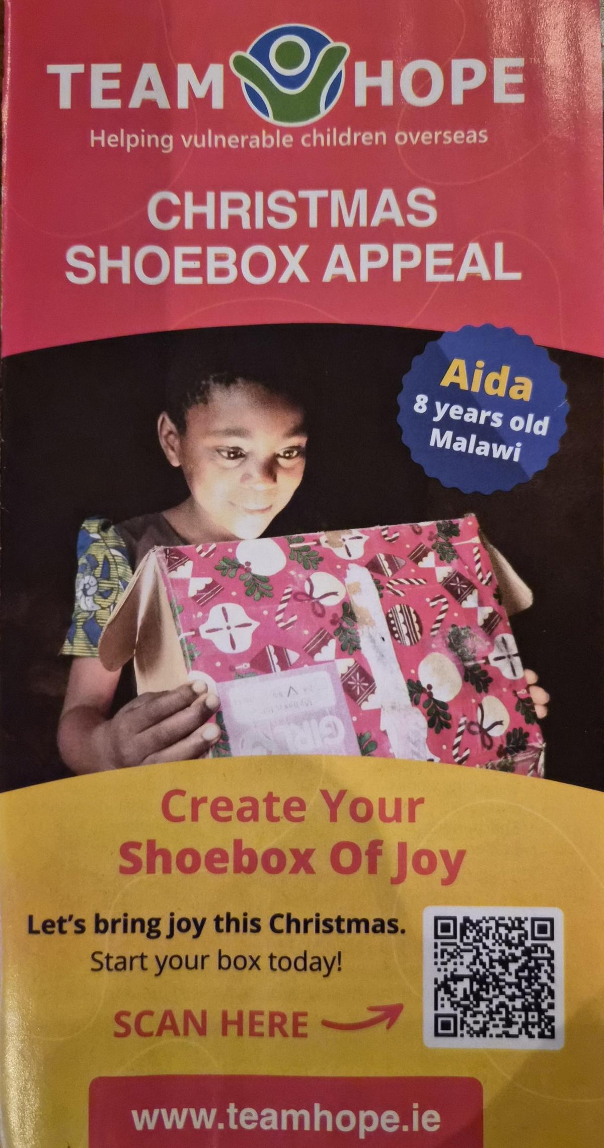 Here in Knockea, we are supporting the Team Hope Christmas Shoebox Appeal once again this year Here in Knockea, we are supporting the Team Hope Christmas Shoebox Appeal once again this year