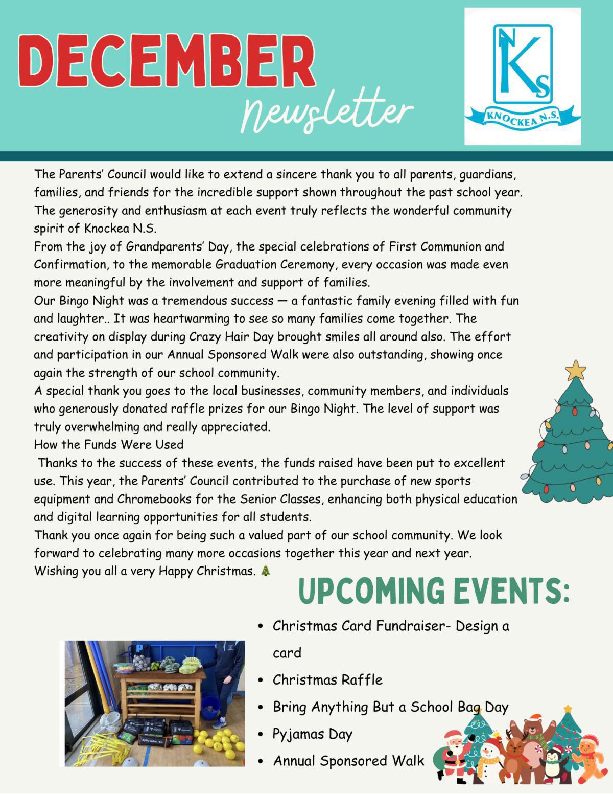 December Newsletter from our wonderful Parents Council!