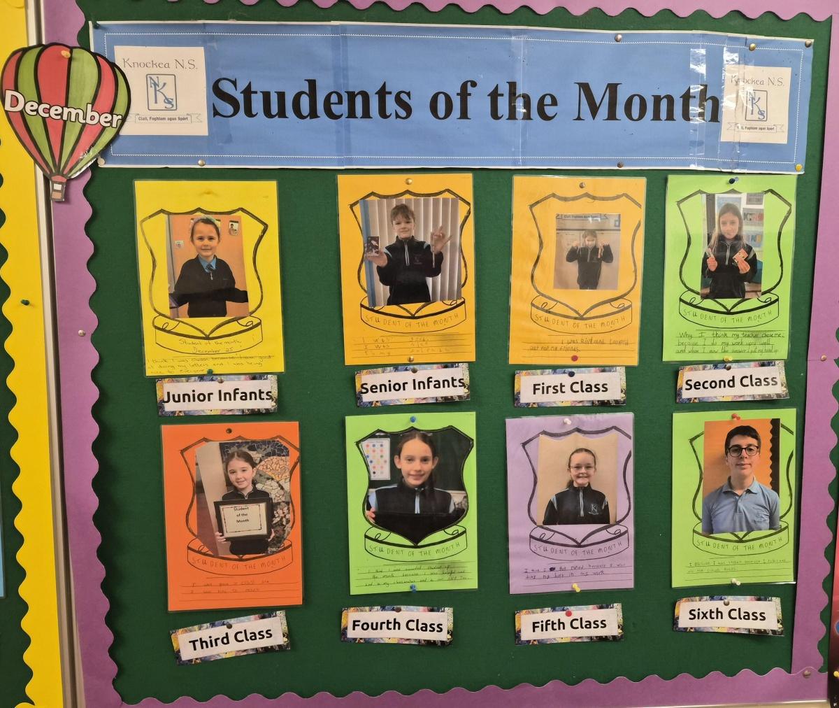 Our December superstars! We are so proud of our Students of the Month and our Gaeilgeoirí na Míosa