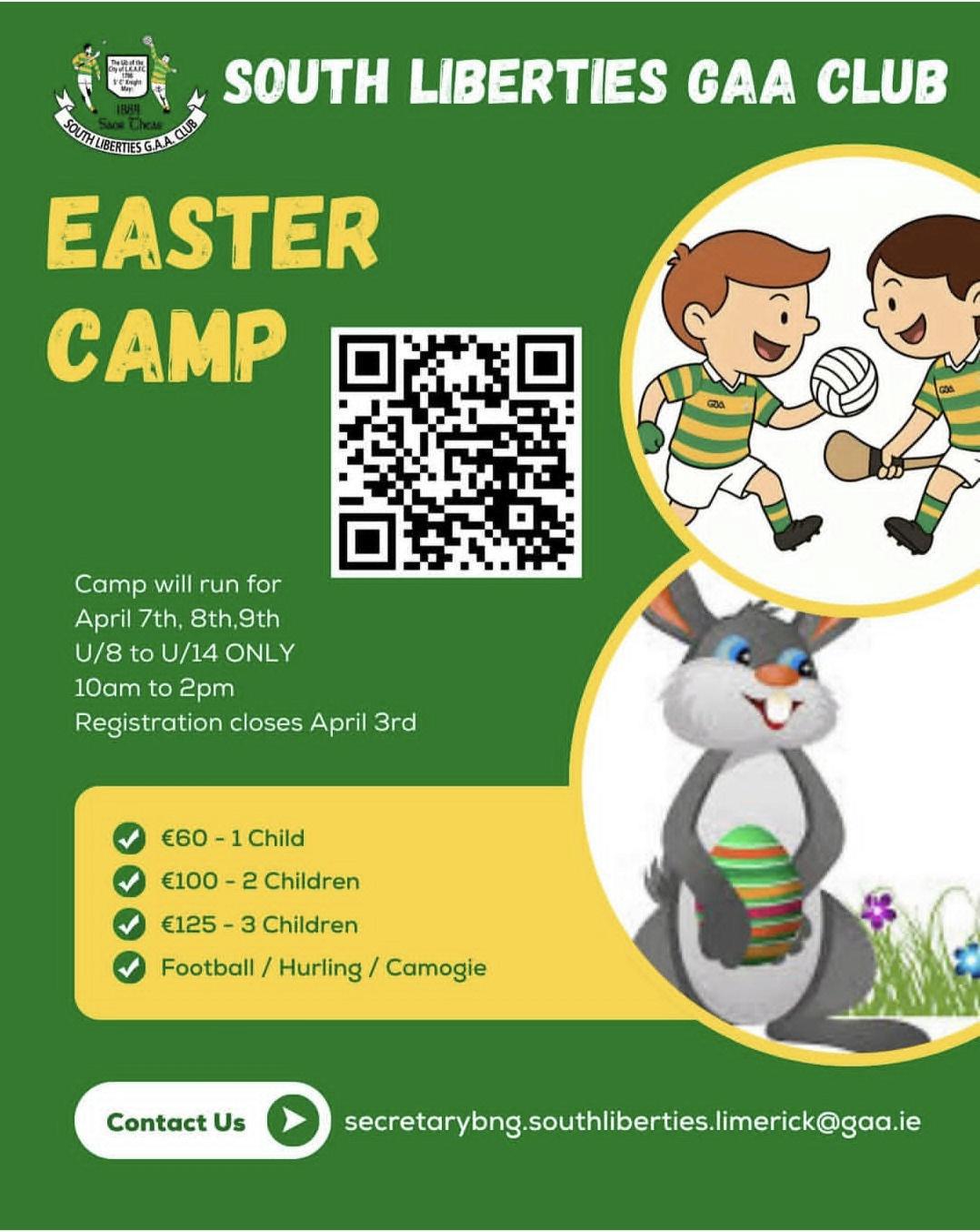 South Liberties GAA Club Easter Camp 2026 - all are welcome!