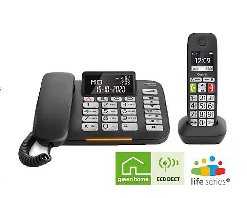 Gigaset E270 Duo Téléphone DECT Identification de l'appelant Noir