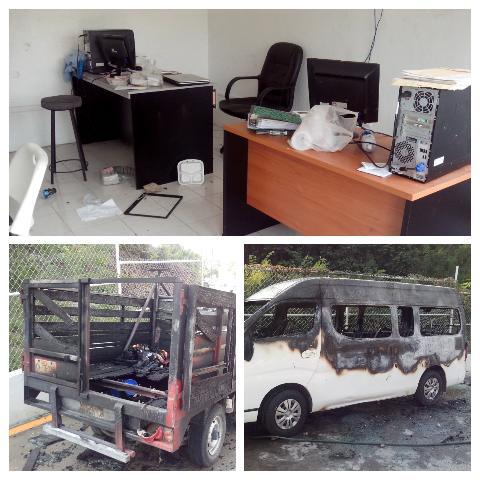 Así termina la toma de caseta Tuxtla - San Cristobal, destrozos y vehiculos quemados